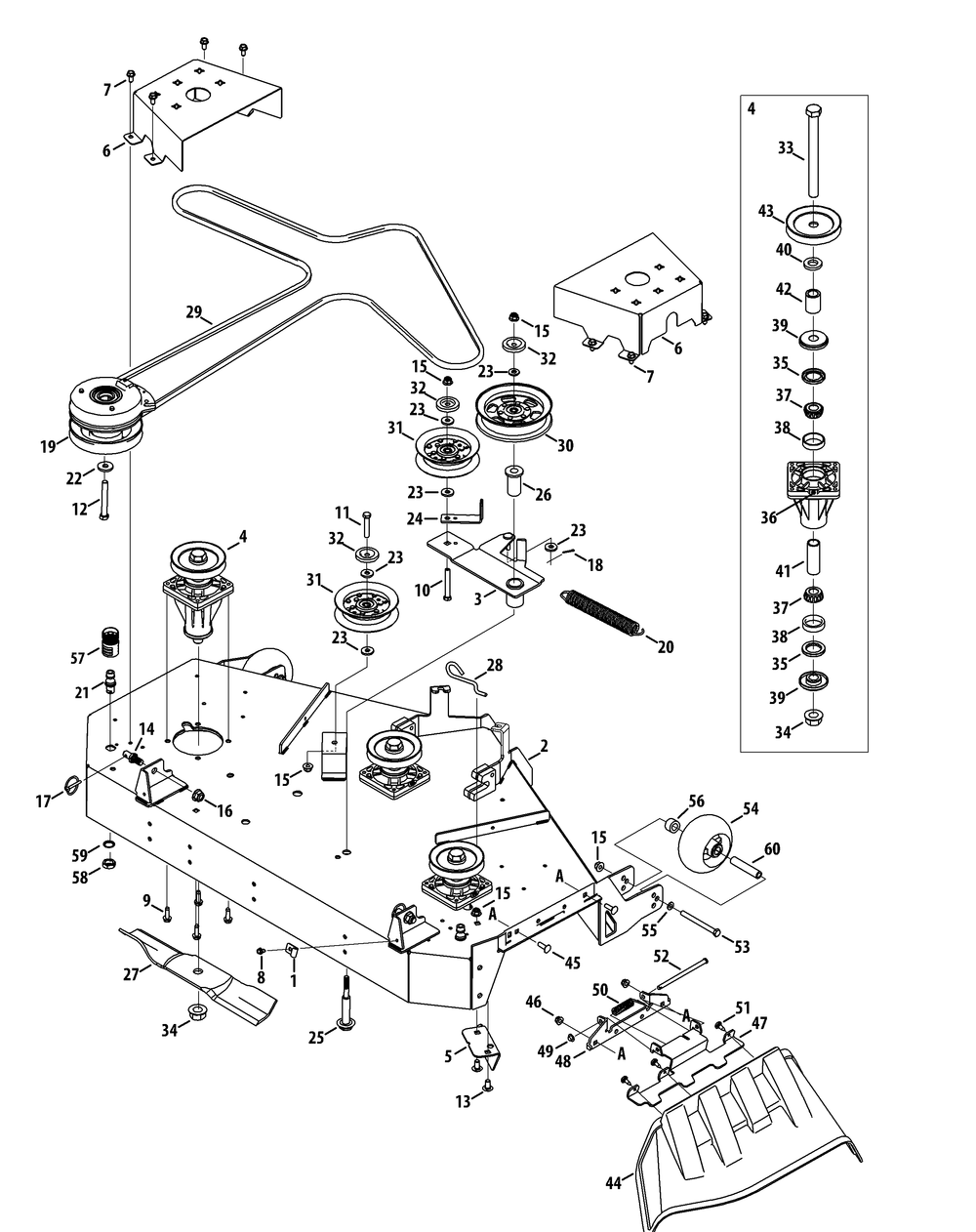 Mower Deck 48-Inch Diagram and Parts List for Z-FORCEL48 (17CSDALB009-17CSDALB010)(2015) Cub Cadet Lawn Tractor